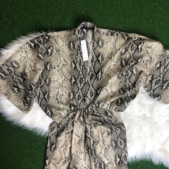 NWT ZARA Snake Skin Print Midi V Neck Dress - Picture 4 of 8